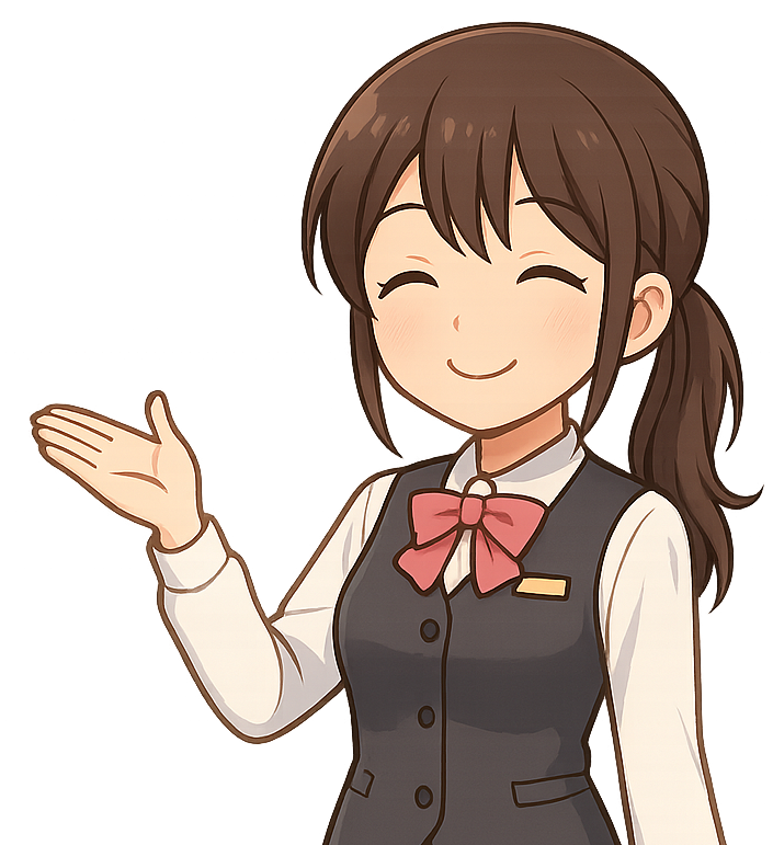 レンタル掲示板の内容を案内する女性